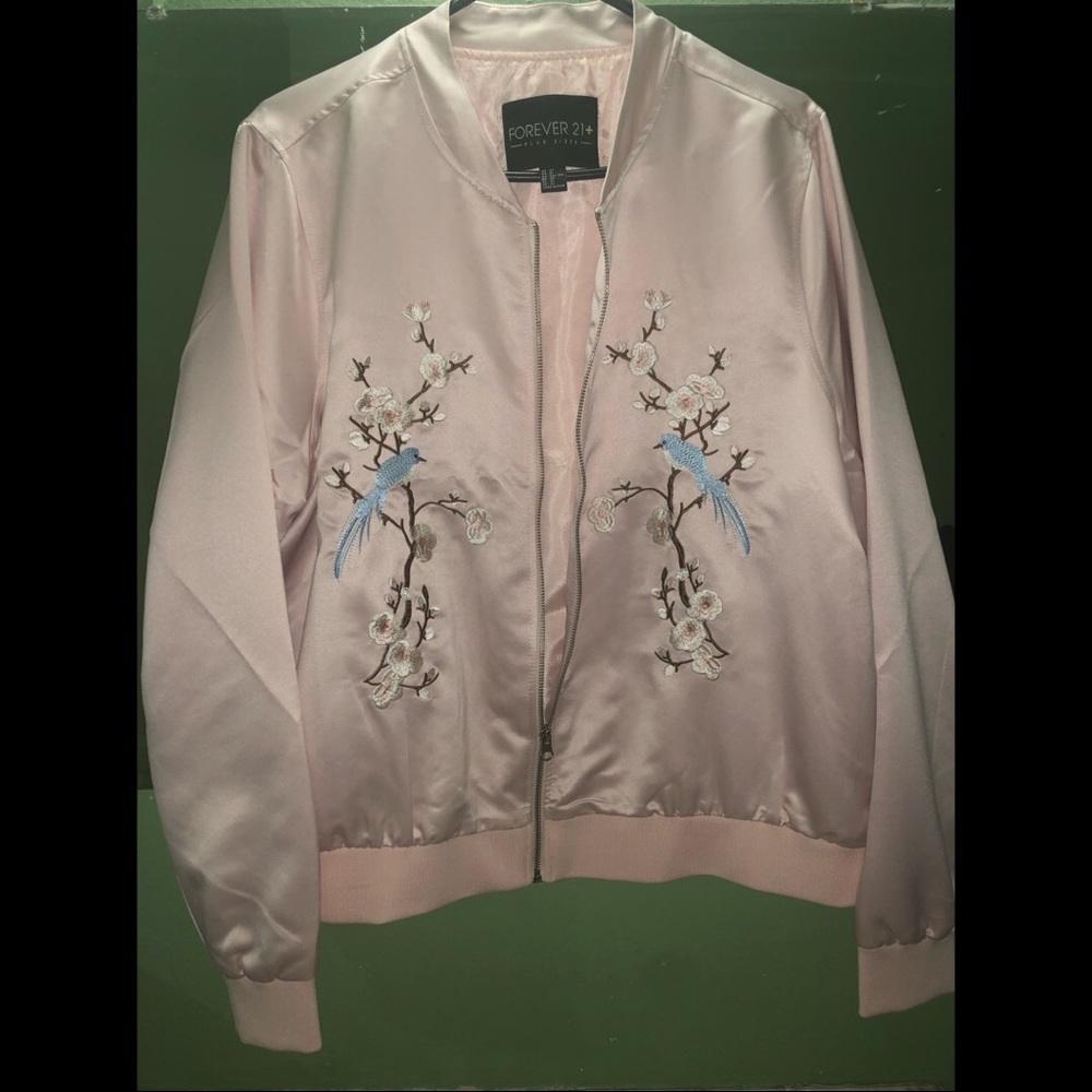New Forever21  baby pink plus size bomber jacket +